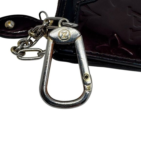 Louis Vuitton key ring coin pouch Vernis Bordeaux Pochette wallet patent leather - Picture 11 of 14